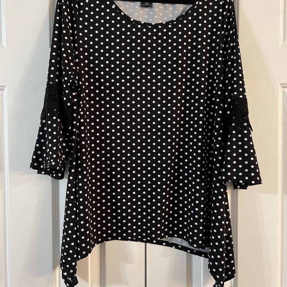 Black and white polka dot blouse